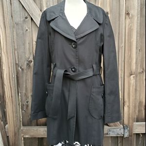 Kenneth Cole Black trench with self-belt sz XL